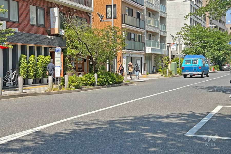 敷地の南側前面道路(南西側から)