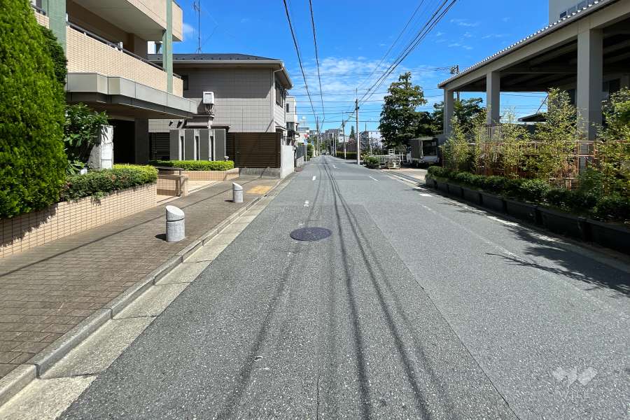 敷地南側の前面道路（西側から）