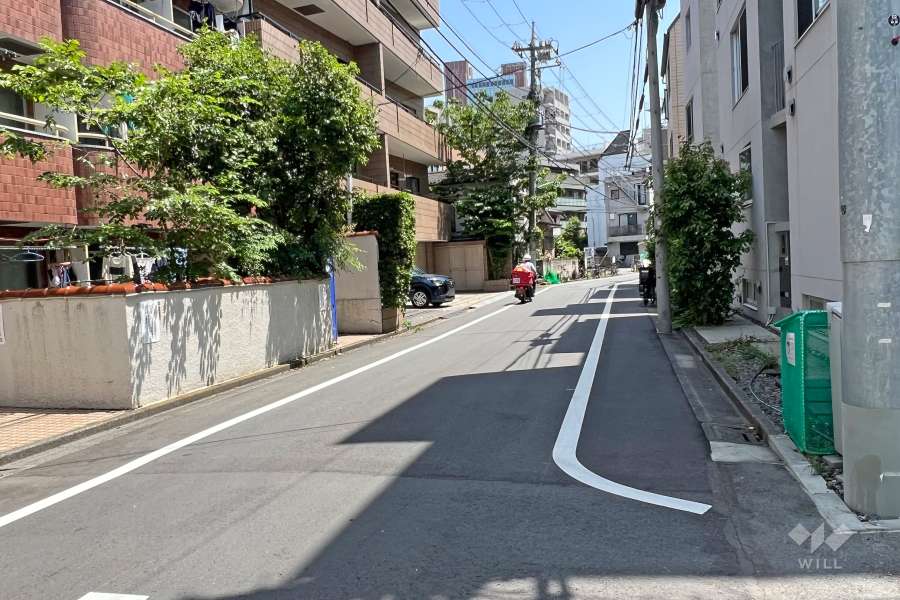 敷地南側の前面道路(西側から)