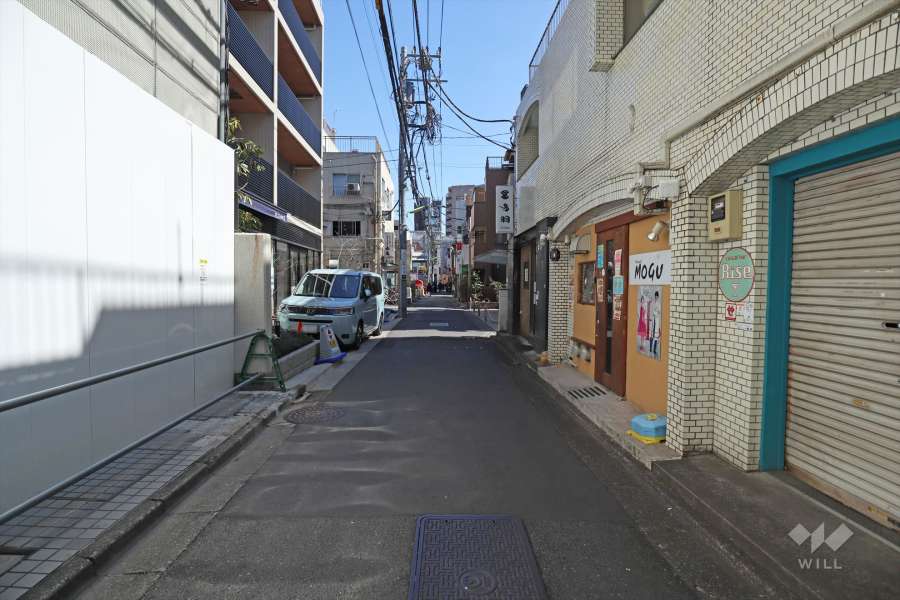 敷地の北側前面道路(西側から)