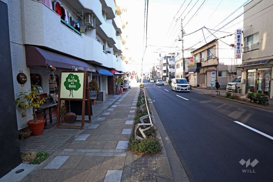 敷地南側の前面道路(西側から)