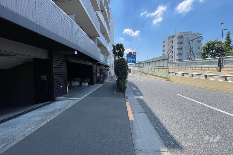敷地西側の前面道路（北側から）