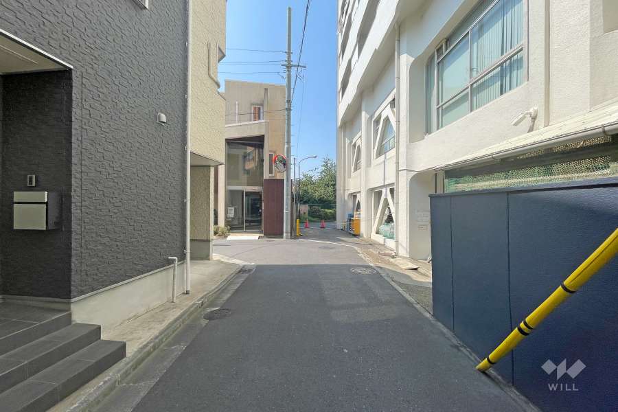 敷地東側の前面道路（北側から）