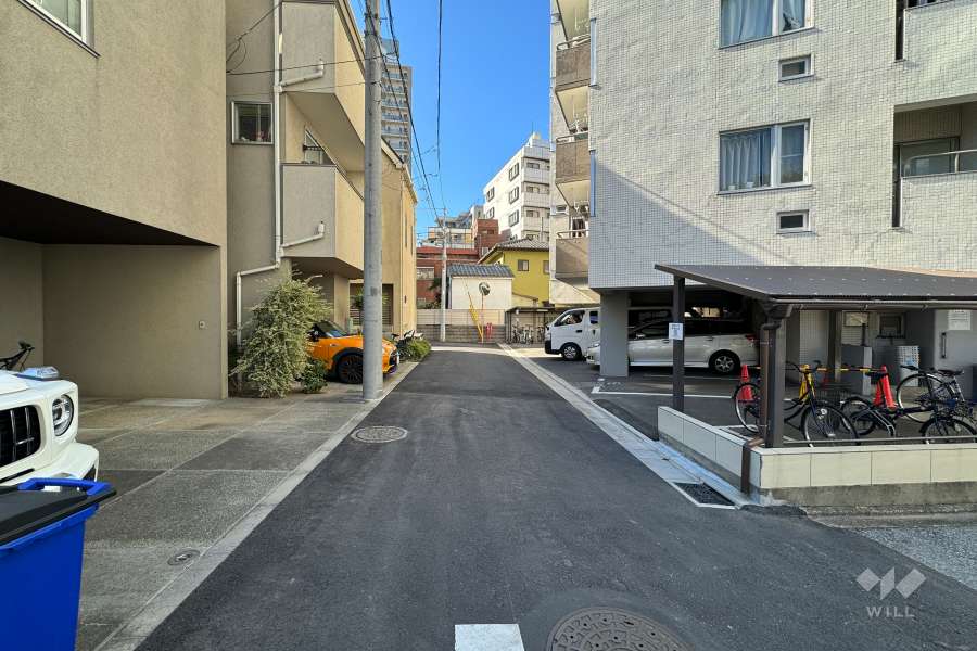 敷地の南側前面道路（東側から）