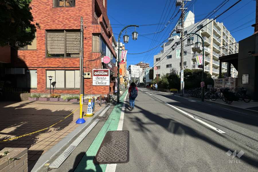 敷地東側の前面道路（南側から）