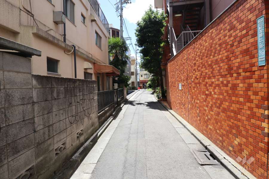 敷地東側の前面道路（北側から）