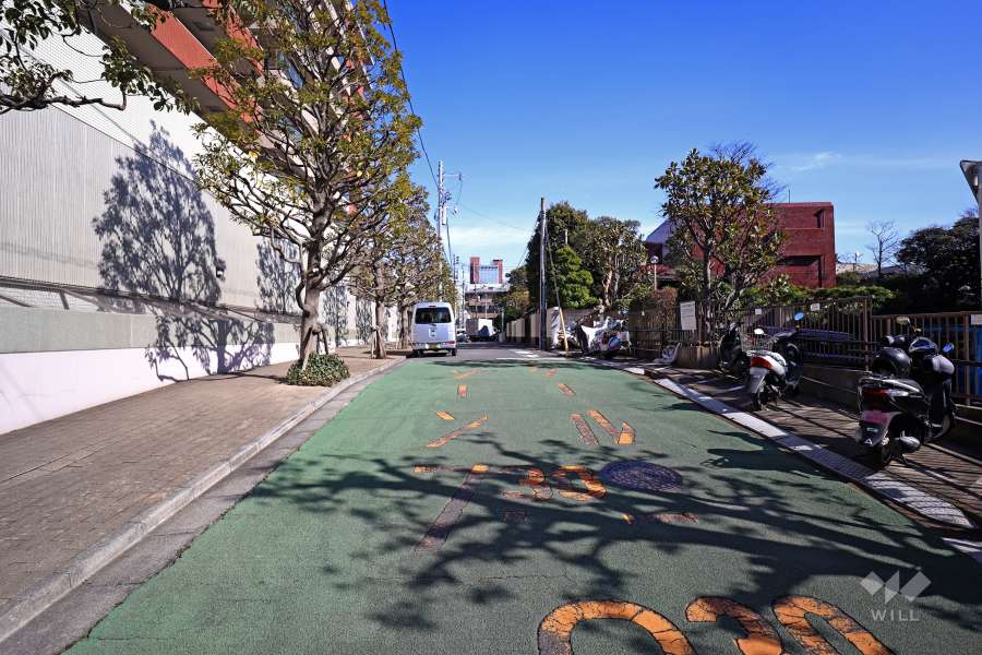 敷地南側の前面道路(西側から)