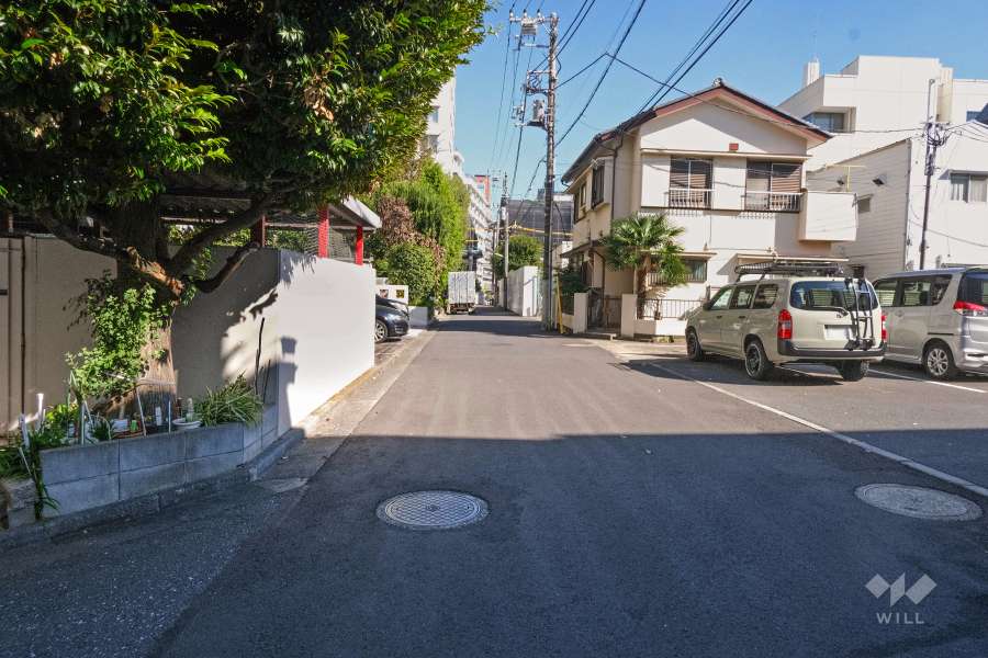 敷地南側の前面道路（西側から）