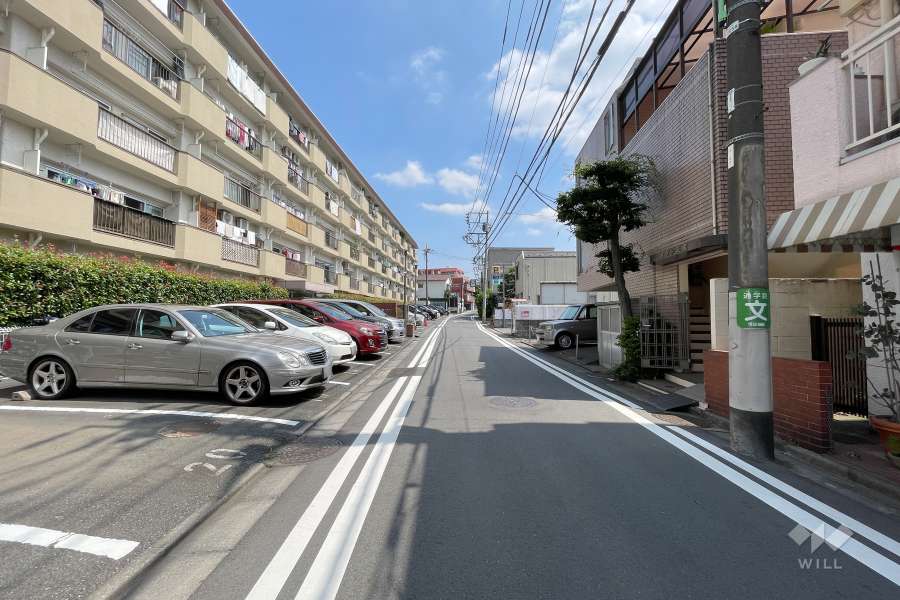 敷地西側の前面道路（北側から））：