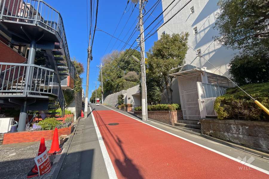 敷地西側の前面道路（南側から）