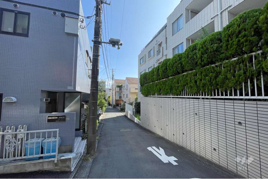 敷地東側の前面道路（北側から）