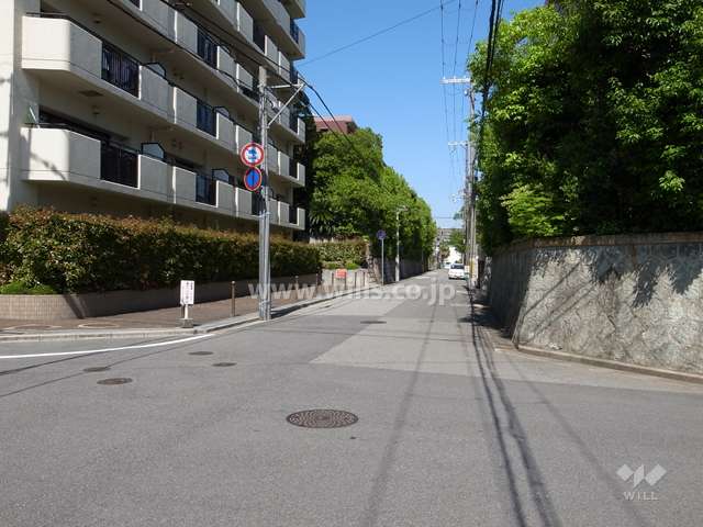 敷地南側の前面道路（西側から）