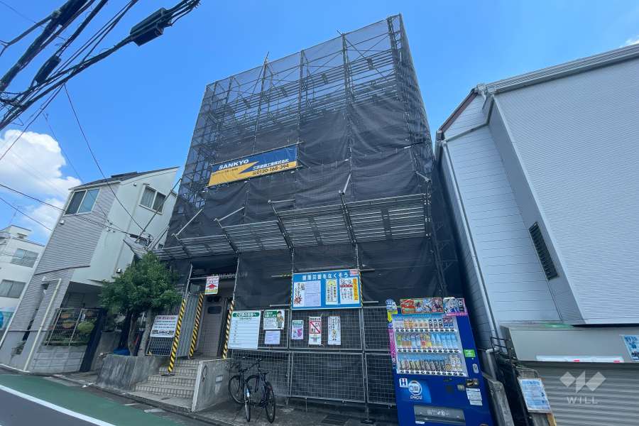 スカイコート若林の外観（南西側から）　※2023年10月現在　大規模修繕工事中です。