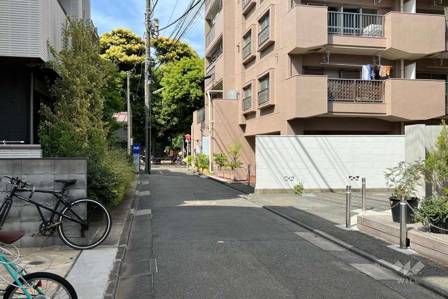敷地西側の前面道路(南西側から)