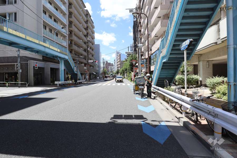 敷地南側の前面道路（西側から）