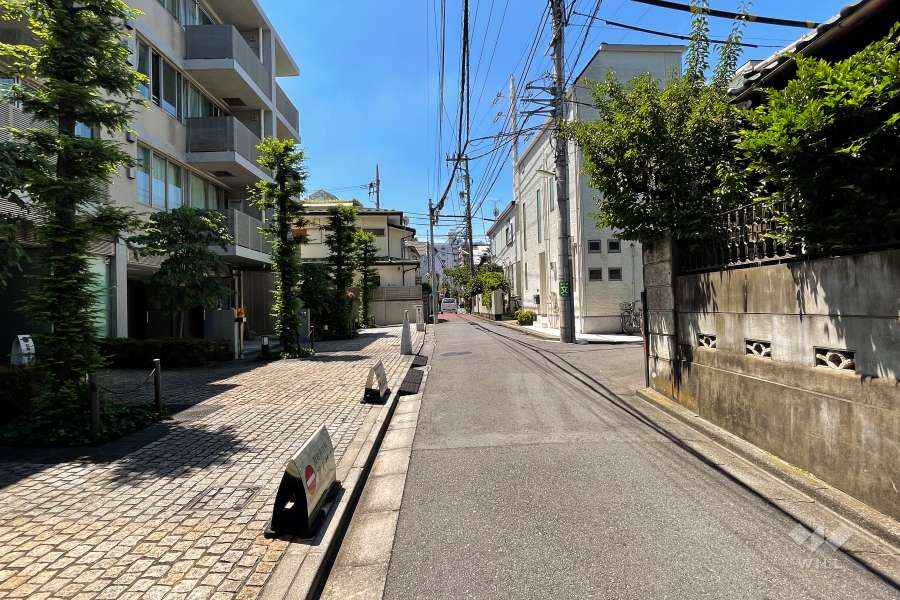 敷地西側の前面道路（北側から）