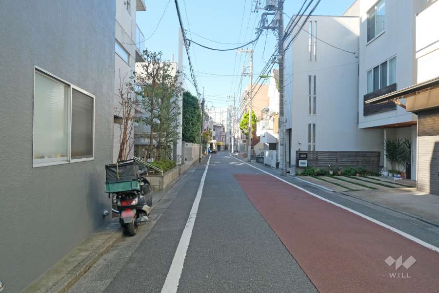 敷地の北側前面道路（西側から）