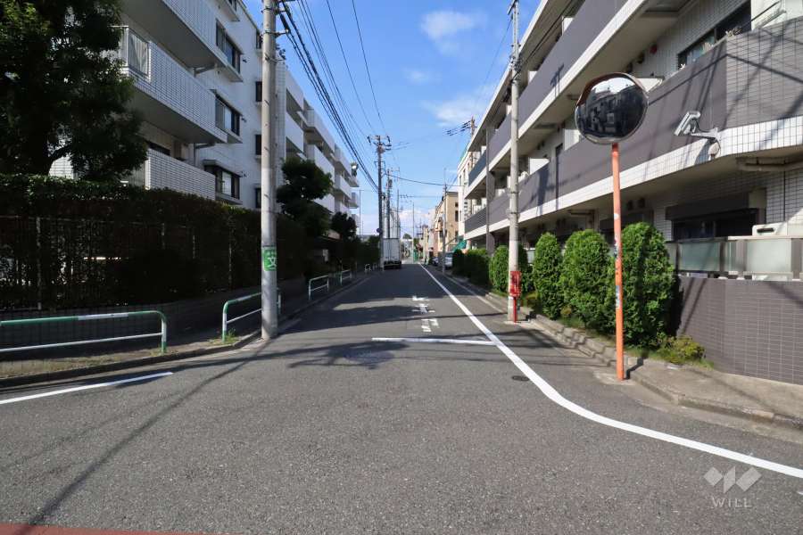 敷地南東側の前面道路(南西側から)