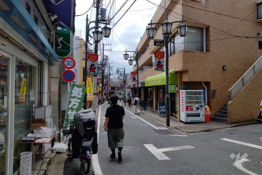 敷地東側の前面道路（北側から）