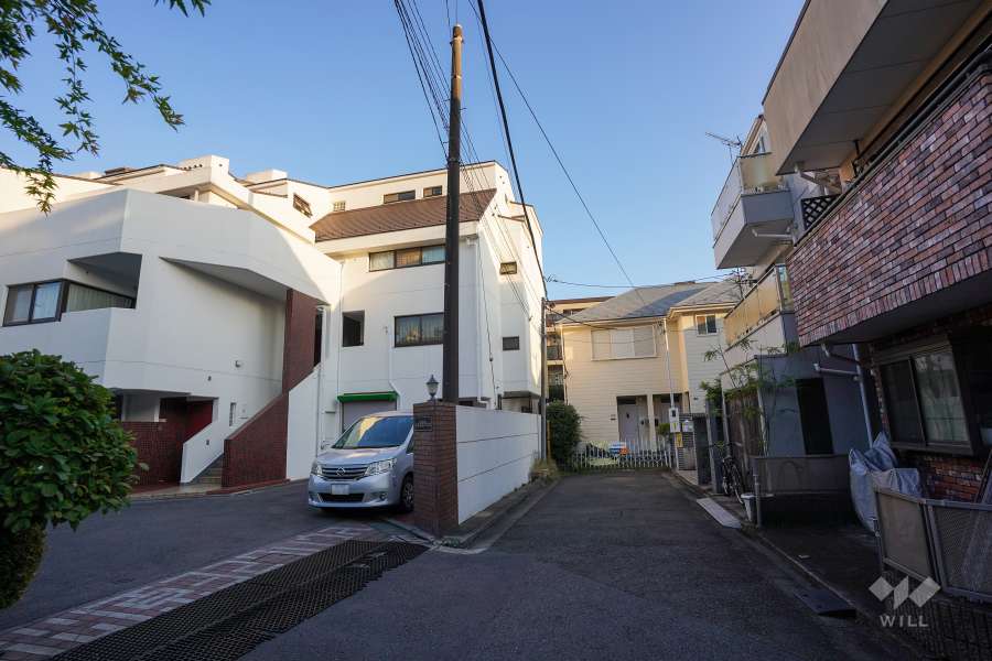 敷地西側の前面道路（北側から）