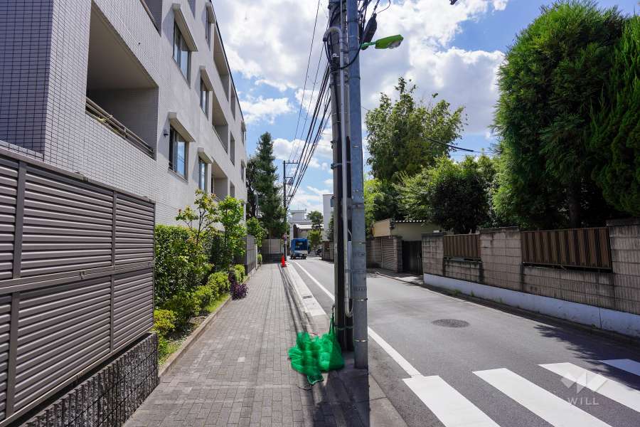 敷地西側の前面道路（北側から）