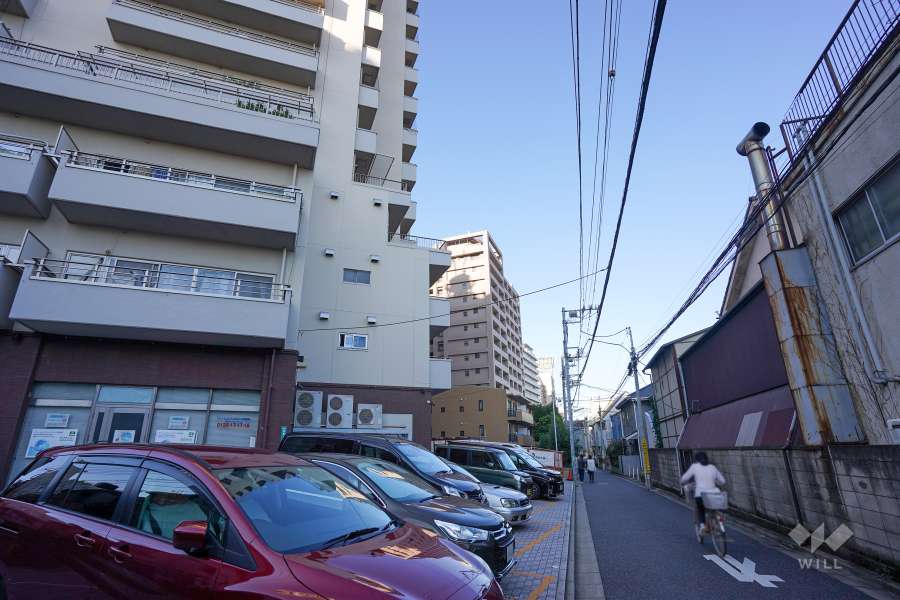 敷地南側の前面道路（西側から）