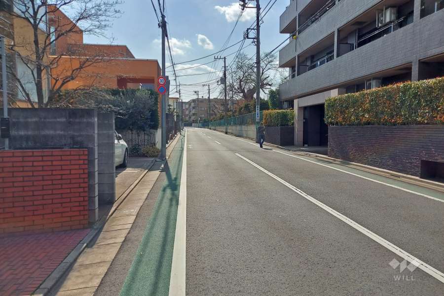 敷地南東側の前面道路（北東側から）