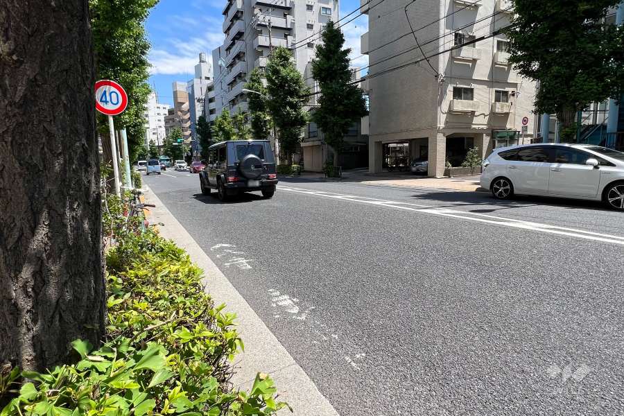 敷地北側の前面道路(北西側から)