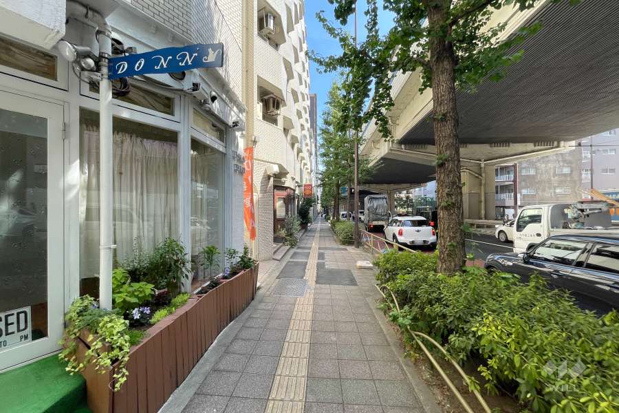 敷地北西側の前面道路（南西側から）