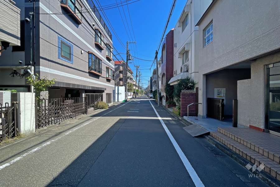 敷地北側の前面道路（西側から）
