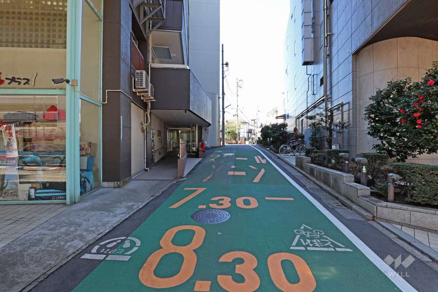 敷地北東側の前面道路（南東側から）