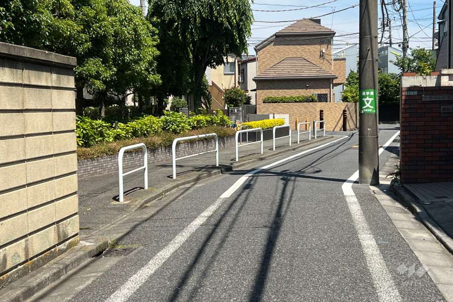 敷地の南側前面道路(南西側から)