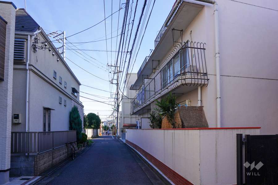 敷地東側の前面道路（北側から）