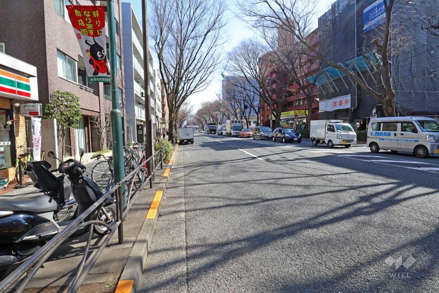 敷地の南側前面道路(西側から)