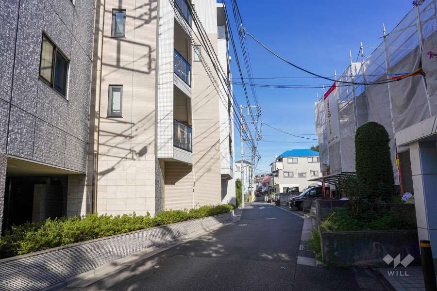 敷地南側の前面道路（西側から）