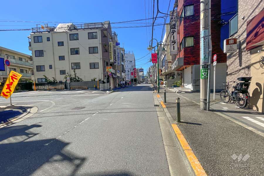 敷地南東側の前面道路（北東側から）