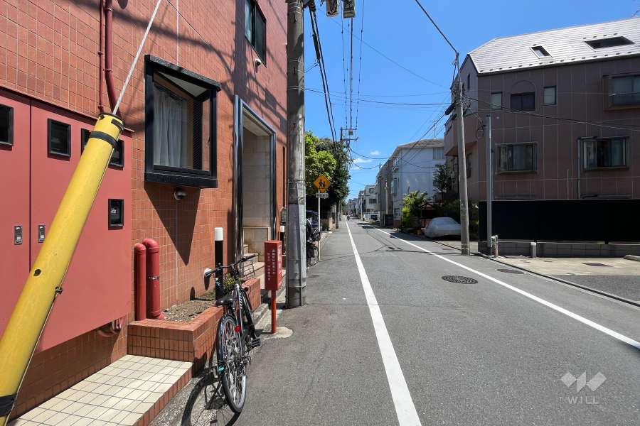 敷地南側の前面道路（西側から）