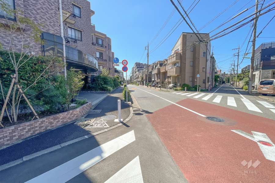 敷地北西側の前面道路（北東側から）