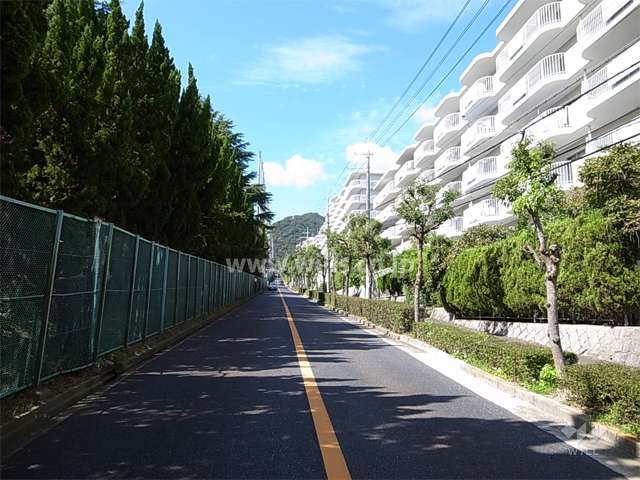 敷地南側は二車線のバス通りに面しています。