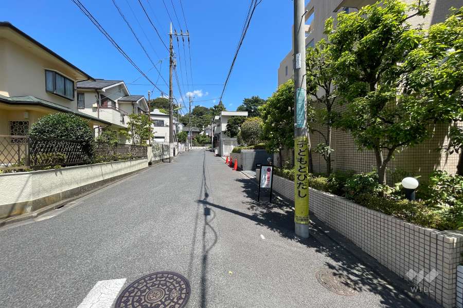 敷地北西側の前面道路（南西側から）