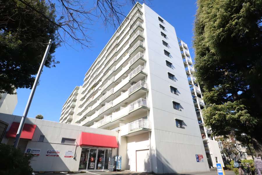 パシフィック馬事公苑前1号棟の外観(南東側から)