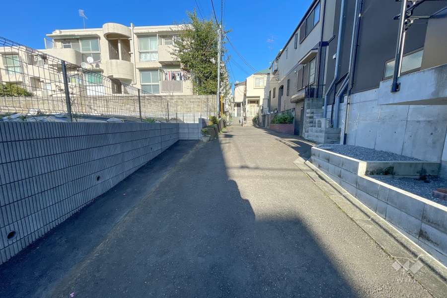 敷地南側の前面道路（西側から）