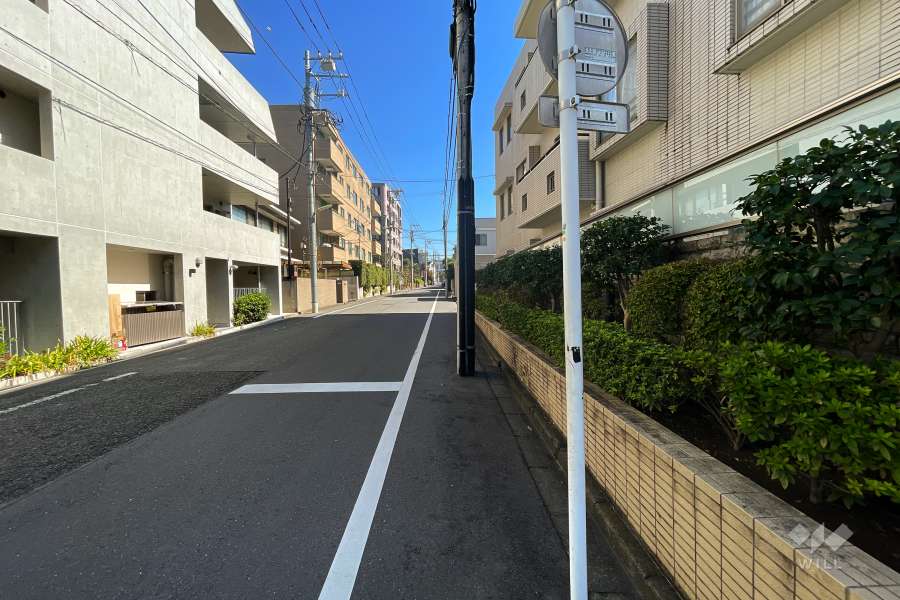 敷地北西側の前面道路（南西側から）