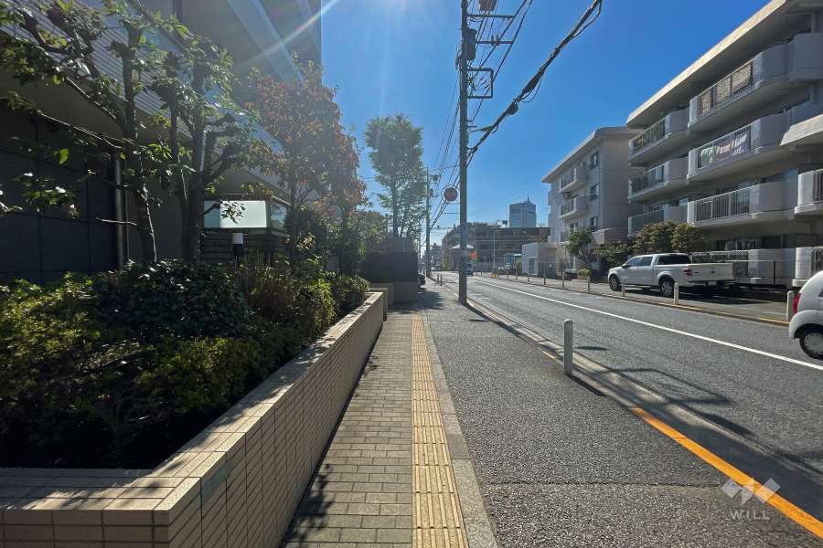 敷地南西側の前面道路（北西側から）