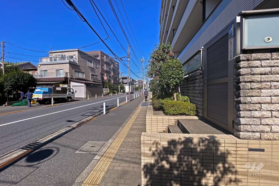 敷地南西側の前面道路（南東側から）