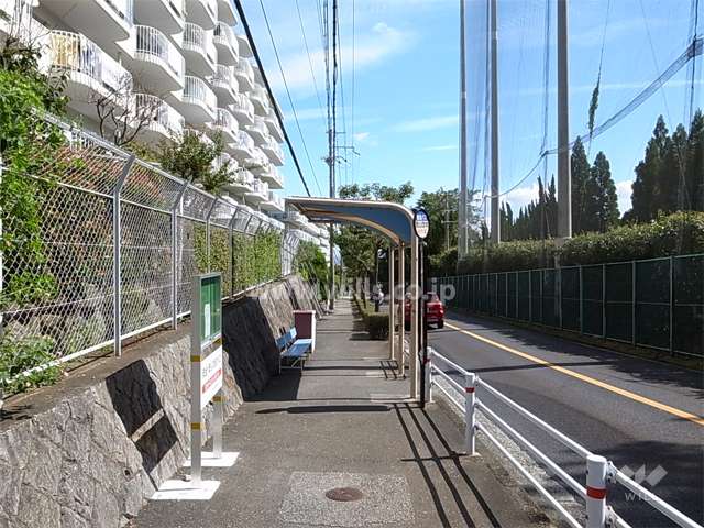 敷地南側は二車線のバス通りに面しており、目の前にバス停があります。