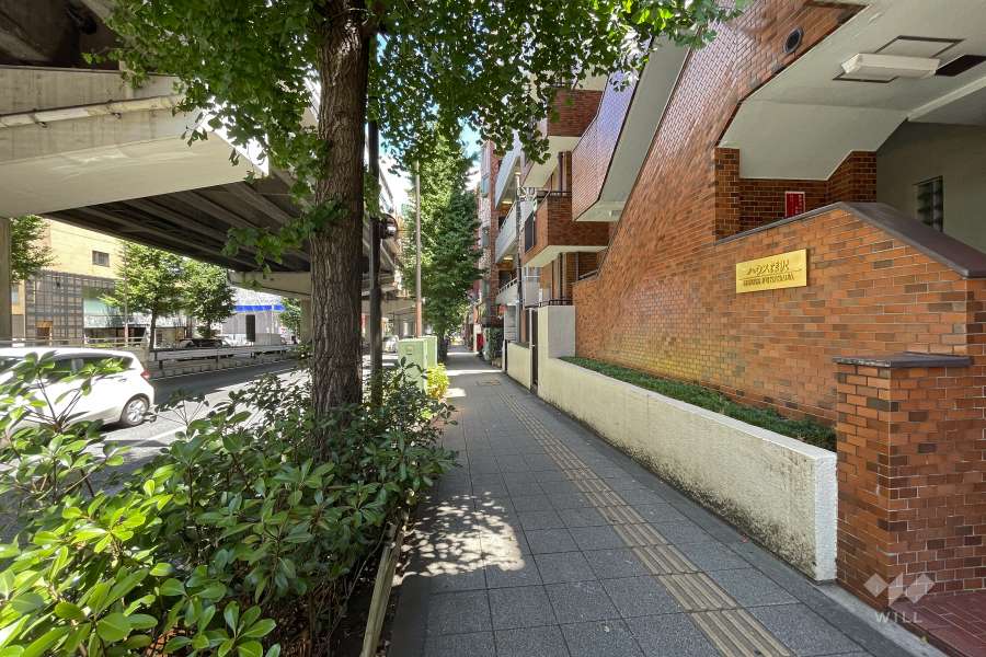 敷地北西側の前面道路（南西側から）