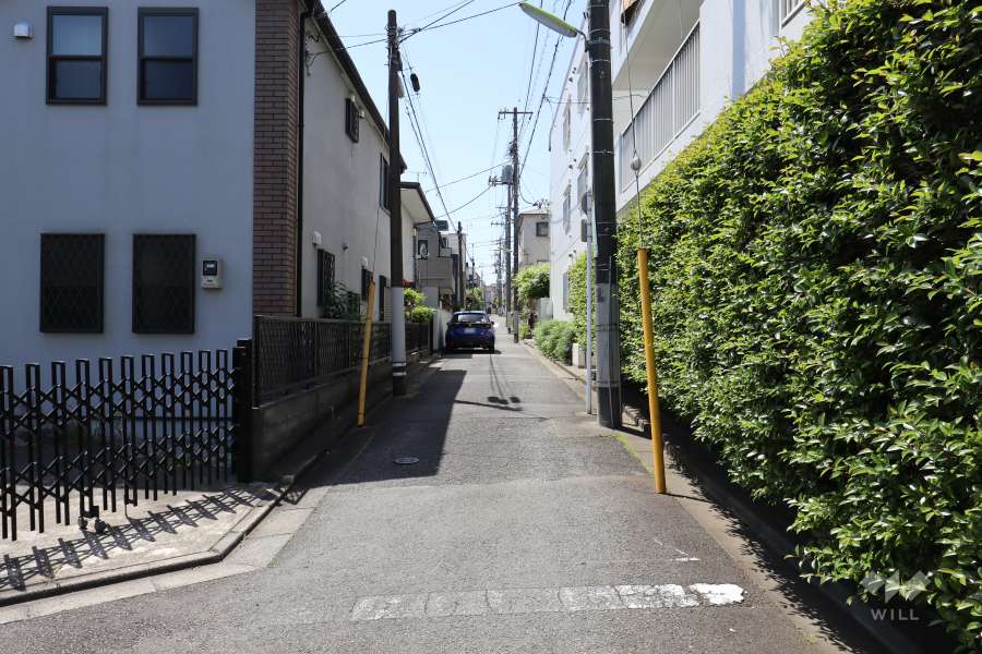 敷地東側の前面道路（北側から）