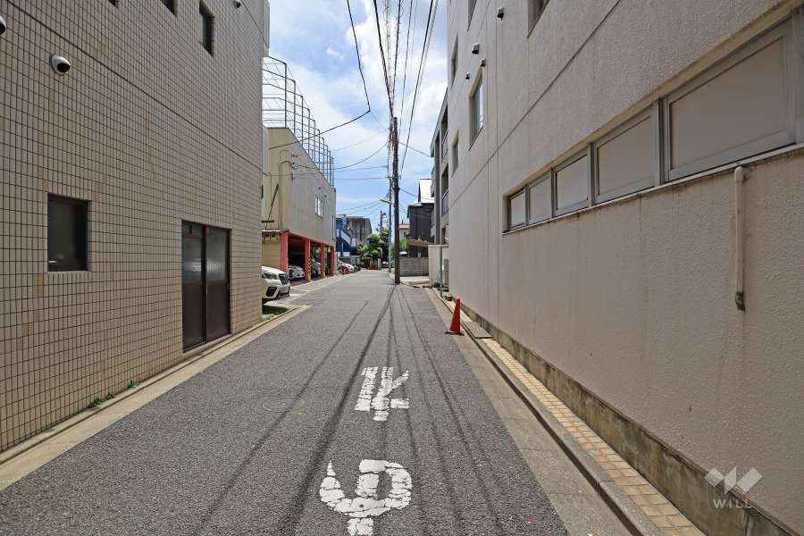 敷地東側の前面道路（北側から）
