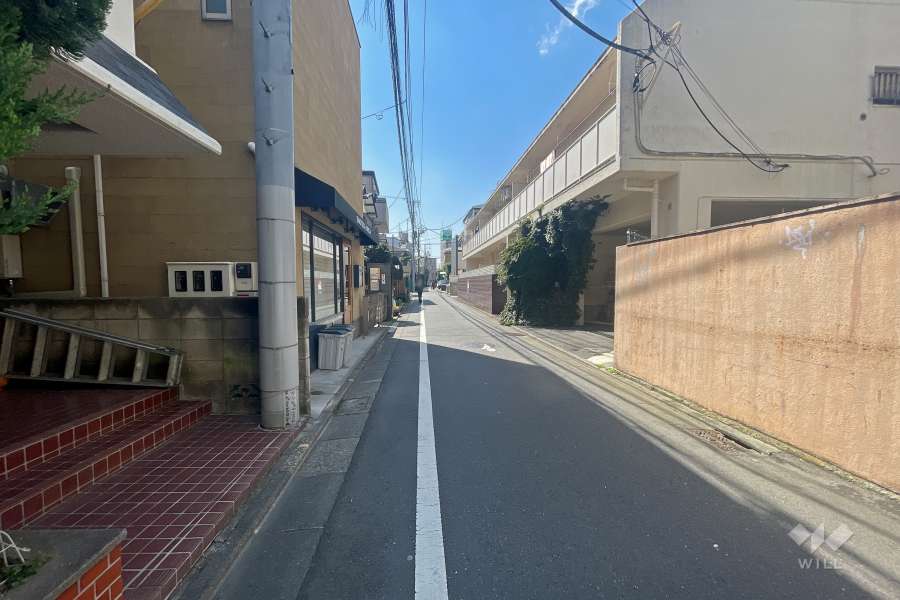敷地西側の前面道路（北側から）